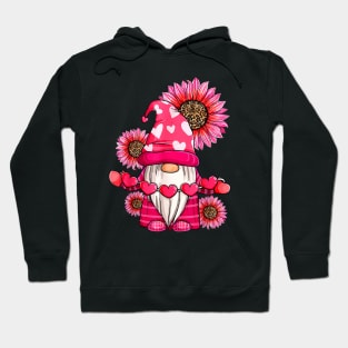 Happy Valentine's Day Gnome with Leopard Sunflower Valentine Hoodie